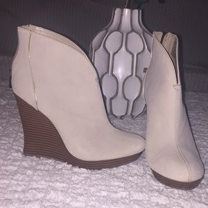 Cream swede ankle boots